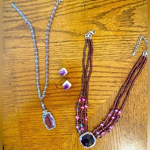 2 necklaces and 1 pair matching earrings